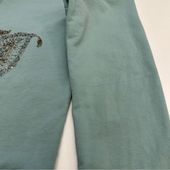 Twisted Heart Cotton Hoodie Green Butterfly Bead Embroidery  America Everlasting - Picture 12 of 12